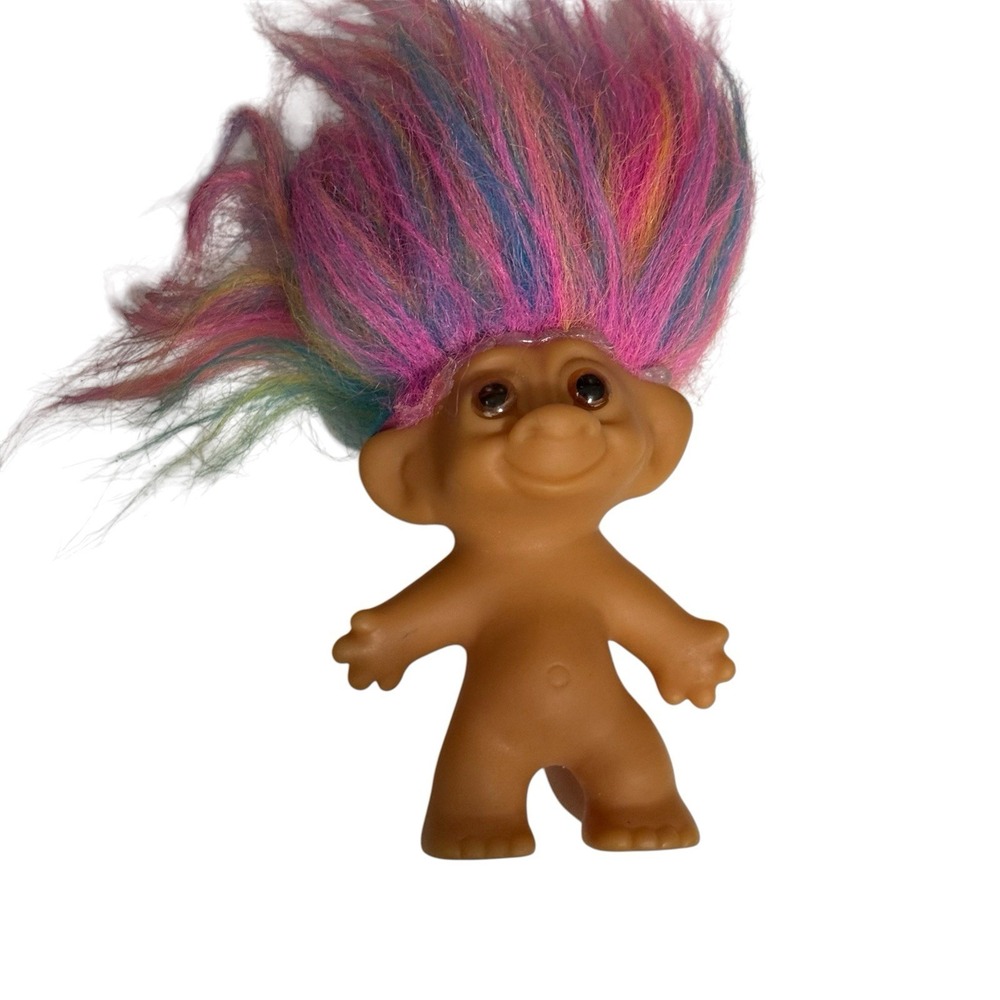Vintage‎ Uneeda Doll Co Troll Doll Rainbow Hair Horseshoe Feet 1990s Retro Toy